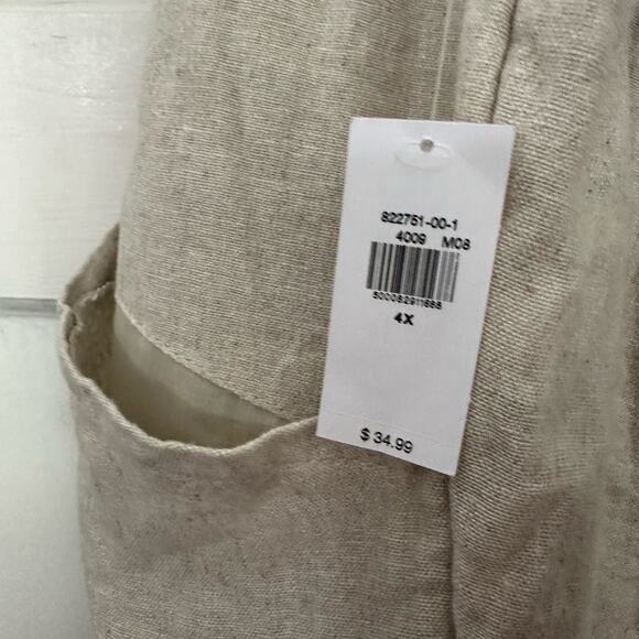 Old Navy Pants Womens 4X High-Waisted Linen Blend Wide Leg Natural Plus Comfort - Picture 5 of 7